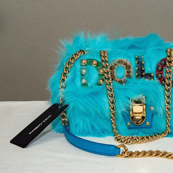 DOLCE & GABBANA Faux Fur Logo Shoulder Bag - Picture 2 of 4